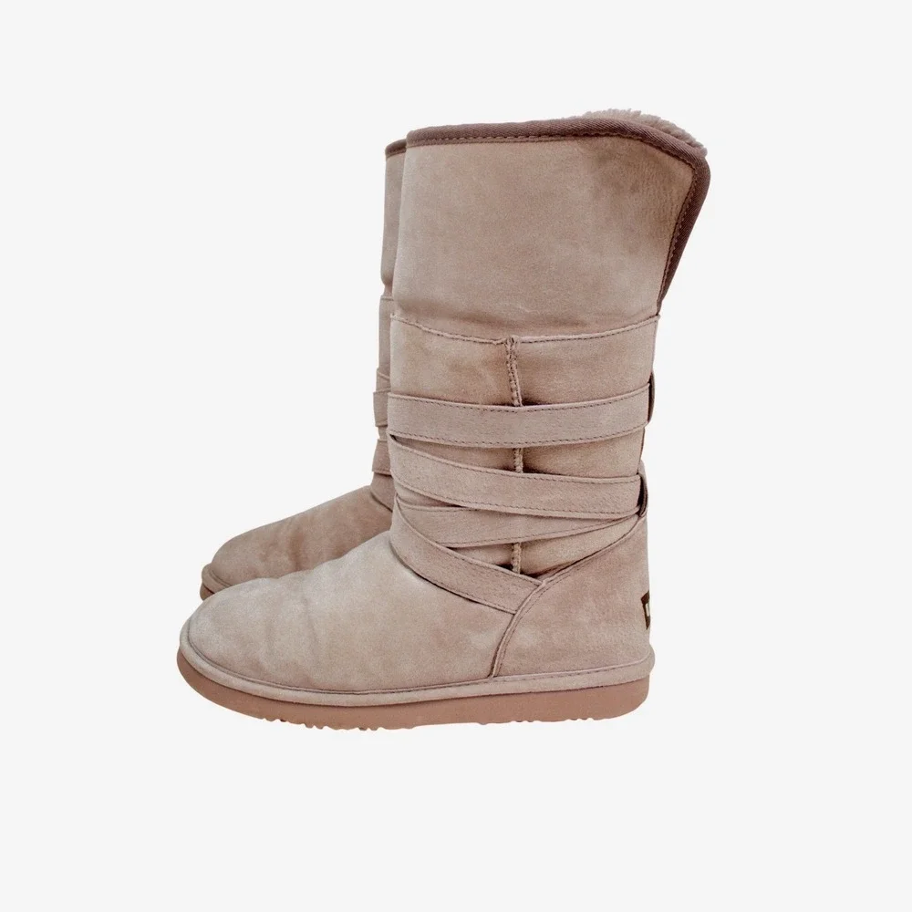 LAMO Leather Suede Boots Fuzzy Lined Distressed Look Women's Size 8
